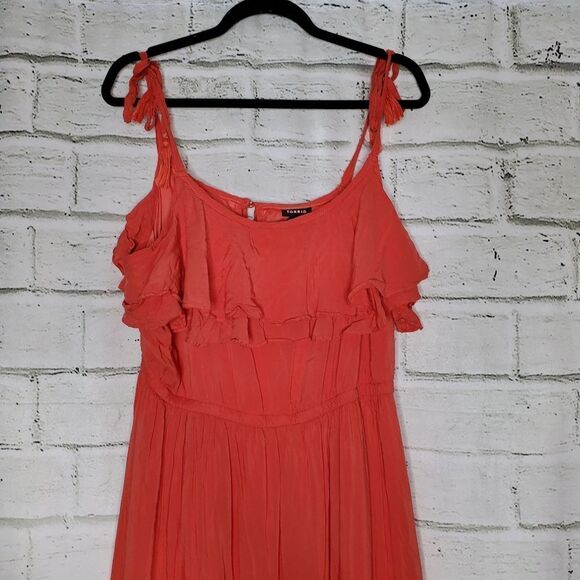 Torrid coral ruffle chalice dress Womens Size 1 1X 14/16 - Picture 9 of 11
